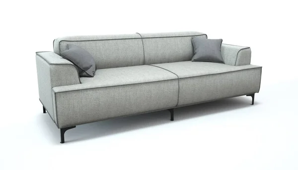 Rendering 3d di un divano su uno sfondo bianco isolato. — Foto Stock