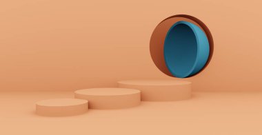 Soyut podyum ve duvar sahne arka planına sahip 3d görüntüleme. 