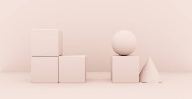 Şekillerle soyut bir arkaplanın 3d görüntülenmesi. 