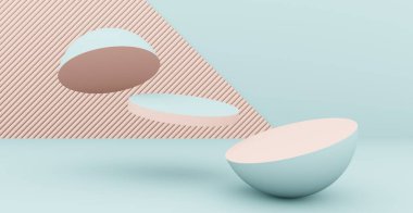 Soyut podyum ve duvar sahne arka planına sahip 3d görüntüleme. 