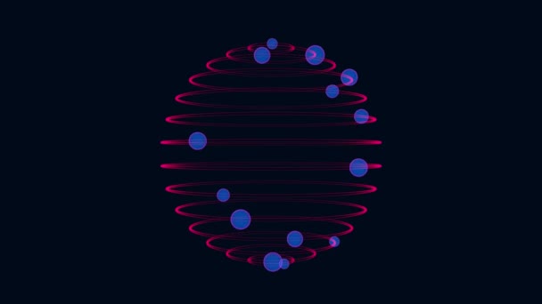 Abstracción 3D de esferas azules voladoras que vuelan en órbita. — Vídeos de Stock