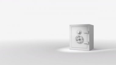 3d animation of opening a safe, from which savings are falling. Bank interest, investment fund.
