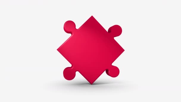 3D animation of a red rotating puzzle. — Video Stock