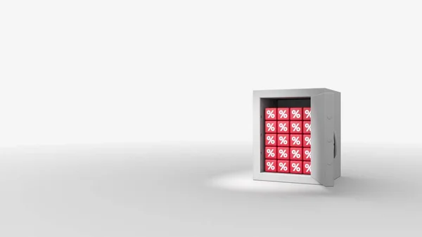 3d render of opening a safe, from which savings are falling. — Stock Photo, Image