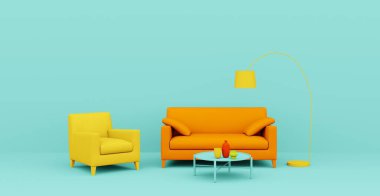 3D soyut iç mekan. İç şablon.