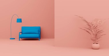 3D soyut iç mekan. İç şablon.