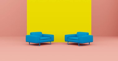 3D soyut iç mekan. İç şablon.