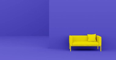 3D soyut iç mekan. İç şablon. İçerideki parlak renk