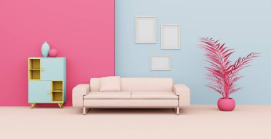 3D soyut iç mekan. İç şablon.