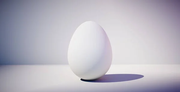 Fundo em branco brilhante com ovo. Renderização 3d — Fotografia de Stock