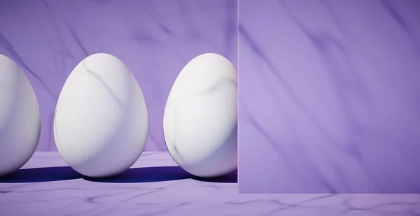 Heldere blanco achtergrond met ei. 3d destructie — Stockfoto