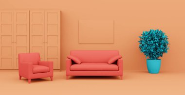 3D soyut iç mekan. İç şablon.