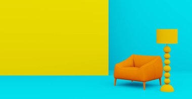 3D soyut iç mekan. İç şablon.