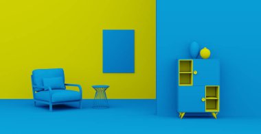 3D soyut iç mekan. İç şablon.