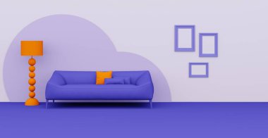 3D soyut iç mekan. İç şablon.