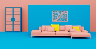 3D soyut iç mekan. İç şablon.