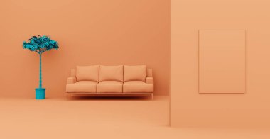 3D soyut iç mekan. İç şablon.