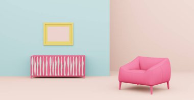 3D soyut iç mekan. İç şablon.