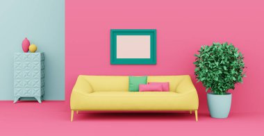 3D soyut iç mekan. İç şablon.