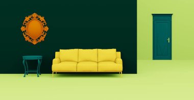 3D soyut iç mekan. İç şablon.