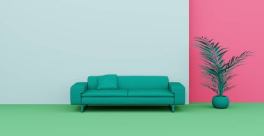 3D soyut iç mekan. İç şablon.