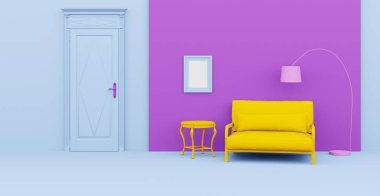 3D soyut iç mekan. İç şablon.