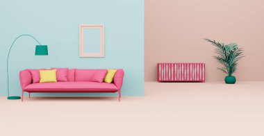 3D soyut iç mekan. İç şablon.