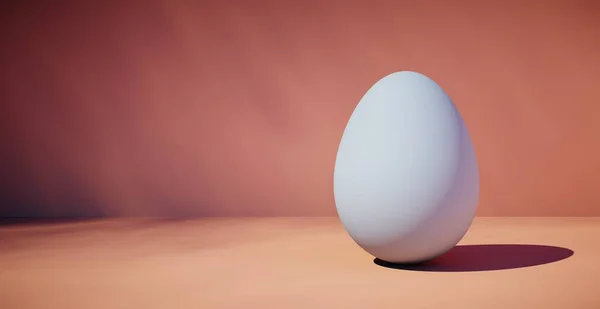 Jasné prázdné pozadí s vejcem. 3D vykreslování — Stock fotografie