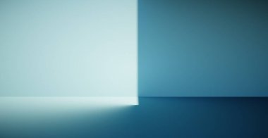 Boş renkli duvar arkaplanı ve sert düşen gölge. 3B görüntüleme.