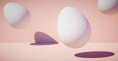 Yumurtalı parlak bir arka plan. Paskalya tatili. 3d oluşturma