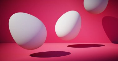Yumurtalı parlak bir arka plan. Paskalya tatili. 3d oluşturma