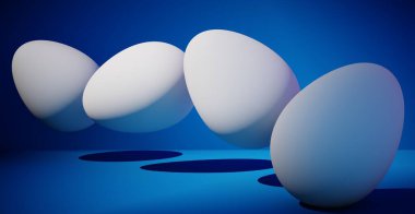 Yumurtalı parlak bir arka plan. Paskalya tatili. 3d oluşturma