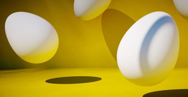 Yumurtalı parlak bir arka plan. Paskalya tatili. 3d oluşturma