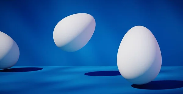 Fondo Blanco Brillante Con Huevo Vacaciones Pascua Renderizado —  Fotos de Stock