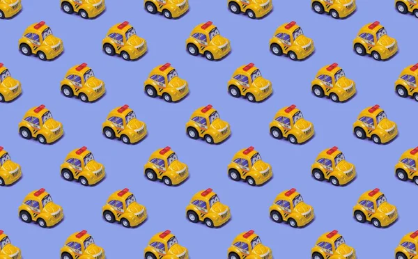 Texture with taxi car. Seamless pattern of childrens car.