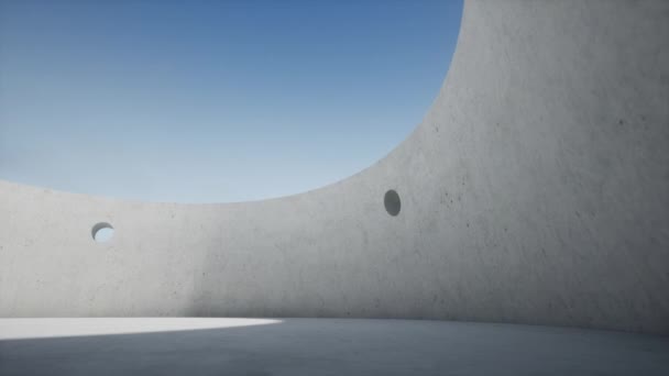 Бетонная стена, архитектурная концепция 3D анимация. — стоковое видео