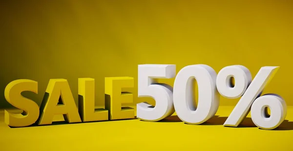 3D weergave van tekst vijftig procent verkoop. — Stockfoto