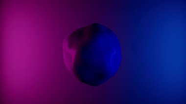 Hareket eden bir çekirdeğin 3 boyutlu animasyonu ya da kavisli rastgele bir küre. Neon aydınlatma ile bırak.