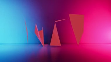 NFT yazısının 3 boyutlu animasyonu. Neon biçiminde şifreli para birimi NFT.