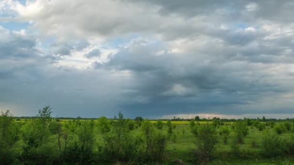 Paesaggio Timelapse Con Nuvole Paesaggio Una Nube Tavola Campo Ricoperto — Video Stock