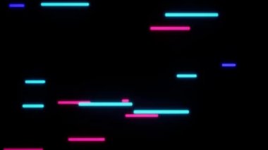 Neon lazerin 3 boyutlu animasyonu. Uçan parlak çizgiler. Parlak ışınların uçuşu.