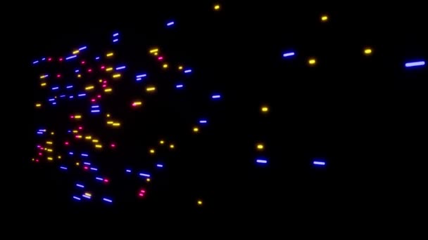 Neon Lazerin Boyutlu Animasyonu Uçan Parlak Çizgiler Parlak Işınların Uçuşu — Stok video