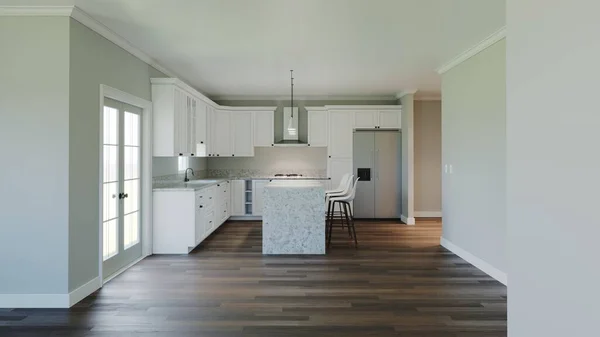 Rendering Interior White Kitchen Interior Pastel Light Colors New House — Stok fotoğraf