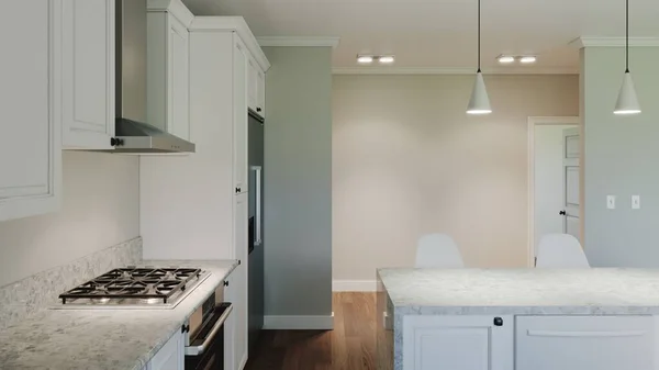 Rendering Interior White Kitchen Interior Pastel Light Colors New House — Stockfoto