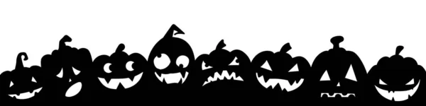 Halloween Banner Mit Lustigen Silhouetten Von Kürbissen Vektorabbildung Eps — Stockvektor