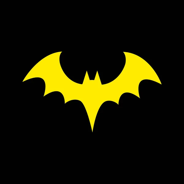 黑色背景上的黄色蝙蝠图片 万圣节的矢量图解 图标或象形文字 Eps — 图库矢量图片