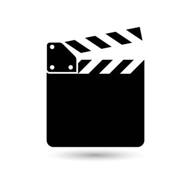 El çırpma tahtası simgesi. Açık film alkışı. Vektör beyaz arkaplanda izole edildi. EPS 10 