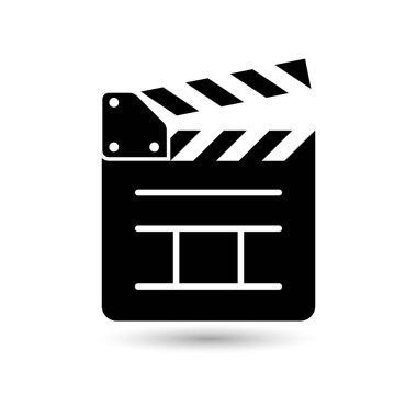 El çırpma tahtası simgesi. Açık film alkışı. Vektör beyaz arkaplanda izole edildi. EPS 10 