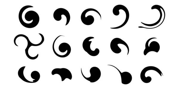 Satz Pinselstriche Flüssige Schwarze Silhouetten Form Symbole Oder Logo Isoliert — Stockvektor