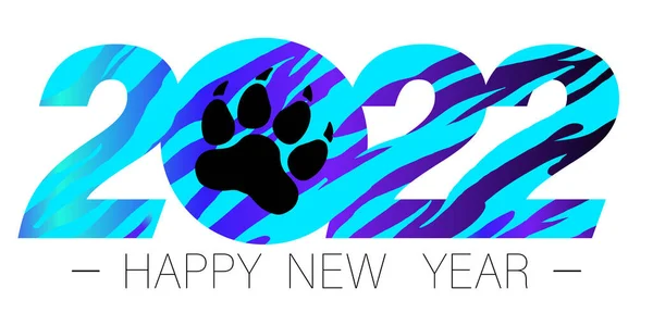 祝2022年新年快乐 新年的问候象征着虎皮图案的装饰 在白色背景上孤立的向量图解 Eps — 图库矢量图片